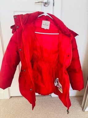 Moncler Bright Red Hooded Down Jacket